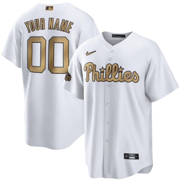 Men's Philadelphia Phillies Active Player Custom 2022 All-Star White Cool Base Stitched Baseball Jersey